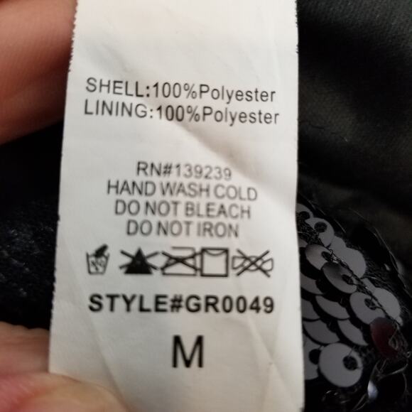 DO + BE Women's Black Off The Shoulder Short Sleeve Sequined Mini Dress Medium - Picture 6 of 6